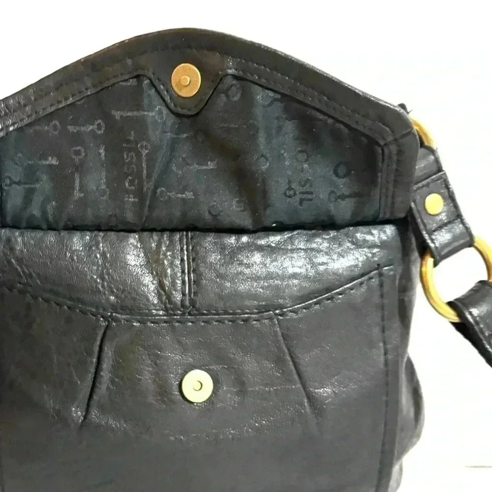 Fossil black leather crossbody handbag - Picture 4 of 11